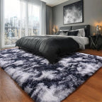 Black and White Rug for Living Room, 8x10 Area Rug for Bedroom, Bedside Indoor Floor Fluffy Shag Carpet, Plush Soft Rug for Boys Girls Kids Room Nursery Dorm Home Decor