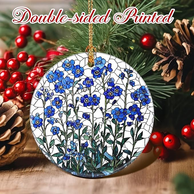 Flower Hanging Ornament, Christmas Ornaments, Xmas Decorations for Tree, Ornaments for Christmas Tree, Holiday Ornament, Flower Themed Gifts, Holiday Party Gifts, and Xmas Gift Ideas - Forget-Me-Not