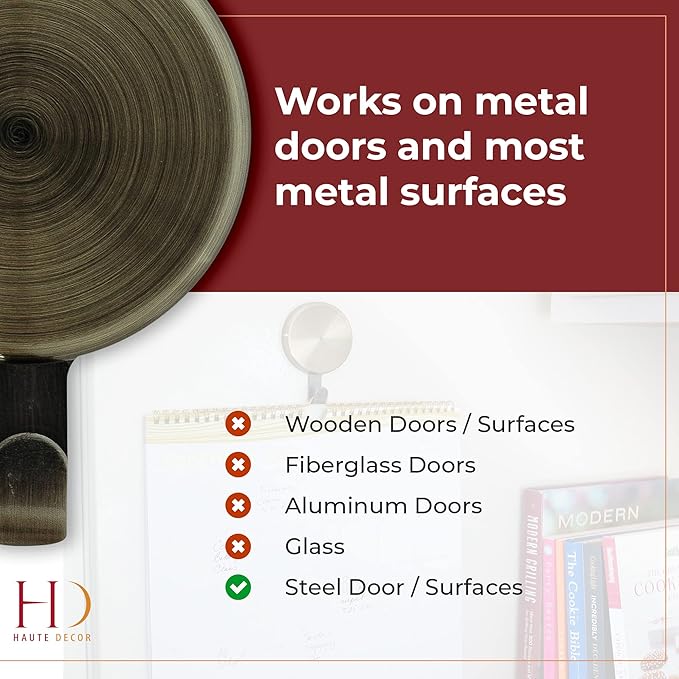 Haute Decor Attract Magnetic Hanger, 1 Pack - Strong Magnet Hook for Metal Doors and Surfaces
