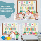 Pajean Ready for the Best Year Ever Bulletin Board Modern Back to School Classroom Decorations Apple Potted Ruler Pencil Paper Cutouts for Door Wall Chalkboard Decor First Day of School Supplies