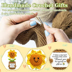 Teacher Gift from Student Teacher Appreciation Gifts for Women Crochet Sunflower Handmade Doll with Positive Card - Thank You for Helping Me Grow Mothers Day Birthday Gift Collectible Doll