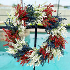 20In Patriotic Wreaths for Front Door, Artificial Red White Blue Faux Flowers,Patriotic Wreath Decorations,Decor for 4th of July,Festival Wreath for Outdoor,Home, Office, Party Wall