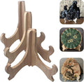 RTeng 2 Pack Wooden Display Stand for Sculptures | Plate and Stone Holder | Decorative Support Rack – Stylish Wooden Stands for Display, Plate Stands, Picture Frame Stand (5”, 6”, 7”) (5 Inch)