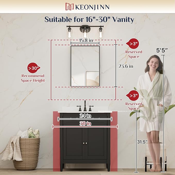 Keonjinn 16 x 24 in Brushed Nickel Bathroom Mirror, Rectangular Metal Framed Vanity Mirror for Wall Square Corner Aluminum Alloy Modern Rectangle Mirror(Horizontal/Vertical)