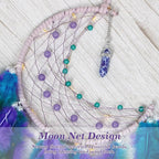 Dremisland Moon Dream Catcher with Fairy Lights-Handmade Feather Lucky Turquoise Pendant Beads Wall Hanging Ornament for Kids Bedroom Home Decoration,Art Craft Gift. (Blue&Purple)