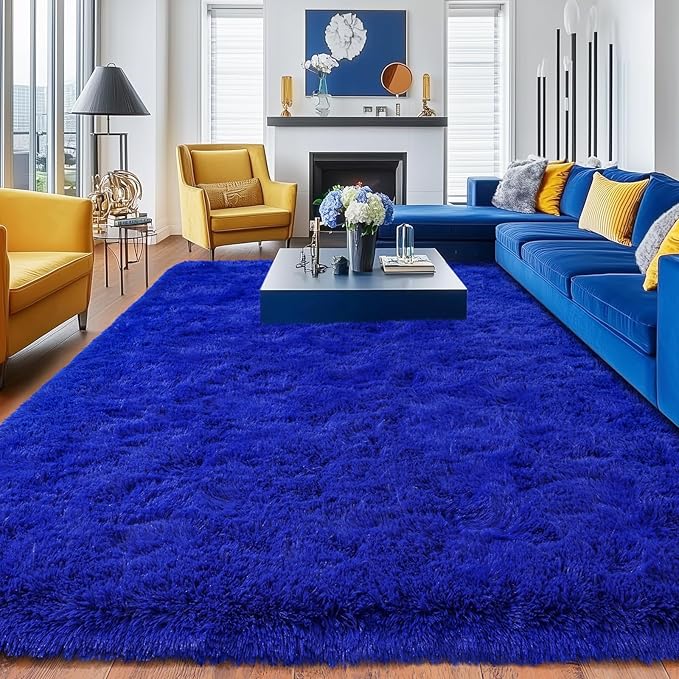 Rugs for Bedroom 4x6, Soft Shaggy Modern Shag Area Rug for Living Room, Upgrade Non-Slip Plush Fluffy Carpet for Kids Boys Girls Room Home Decor Aesthetic, Royal Blue