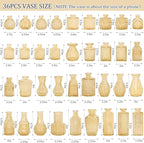 36Pcs Bud Vases Set Small Vintage Glass Bottles Bud Vases in Bulk Multiple Shape Cute Glass Vases for Rustic Wedding Centerpieces Table Decorations and Home Decor (Champagne)