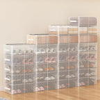 Stackable Storage Boxes with Clear Lids, 15.8-Inch Closet Storage Container with Metal Frame for Shoe, Boot, ﻿Sneaker (2 Pack, 19Qt, 15.8x11.8x6in)