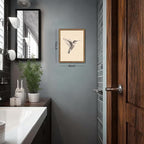 Vintage Framed Wall Art, Birds Canvas Prints, Hummingbird Sketch Painting Picture, Neutral Farmhouse Artwork Wall Decor for Living Room Bedroom – Dark Wooden Frame 8x10in