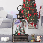 Christmas Snow Globe Decorations, Musical Glitter Gnome Lantern with 6H Timer, USB/Battery Powered Lighted Décor for Home, Tabletop, Gift Box