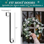 HOOSUN 4th of July Decorations Wreath Hangers for Front Door,14" Patriotic Wreath Hook Holder Over The Door Hanger,Metal Garland Hangers Hook for Patriotic Independence Summer Porch Decor (4 Pack)