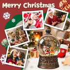 Christmas Snow Globes Lantern, Santa Claus and Reindeer Christmas Decorations Indoor, 6H Timer Battery & USB Powered Light Up Musical Snow Globes for Kids Women Adults Gift Thanksgiving Home Decor