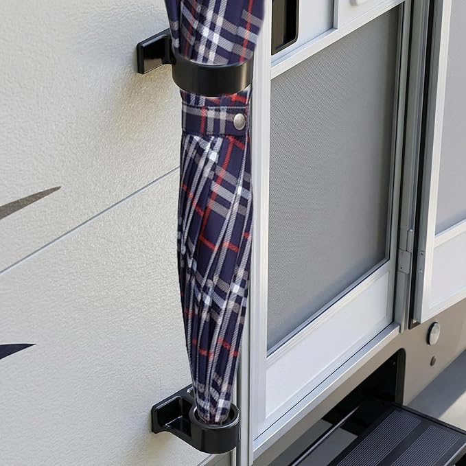 Wall-Mounted Umbrella Holder with Drip Tray - Self-Adhesive Design, Space-Saving Stand for Home, Camping, RV, Van, Includes Double-Sided Tape