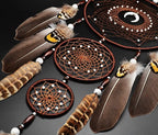 Urdeoms Large Dream Catchers for Bedroom Adult Brown Boho Dream Catcher Wall Decor with Turquoise Hanging Ornament Teen Dorm Room Decor Festival Gift
