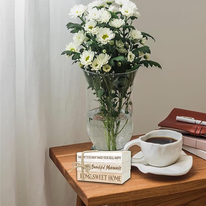 Ycyfckdr Mini Decorative Books for Home Decor, Wood Book Stack for Table Decor, Home Sweet Home Decor Books for Living Room Bookshelf, Farmhouse Stacked Books Decor (L01)
