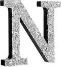 Qunclay 12'' Silver Crystal Diamond Bling Letters Crushed Diamond Decoration Wooden Glitter Letter with Screw and Hooks Rhinestone Gift for Wedding Y2k Mcbling Bedroom Wall Decor (Letter N)