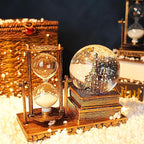 Snow Globe with Hourglass Timer Home Decorations for Living Room LED Music Crystal Ball Snow Globes Collectibles Bedroom Book Shelf TV Cabinet Desktop Decor Statue Figurine Table Centerpiece Ornament