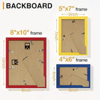 Vittanly 15 Pack Picture Frames Collage Wall Decor, Multi Sizes Including 3pcs 8x10, 6pcs 5x7 and 6pcs 4x6 Photo Frames, Gallery Frame Set for Wall or Tabletop Display, Red, Yellow and Blue