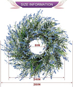 26'' Large Lavender & Eucalyptus Wreath for Front Door - Artificial Eucalyptus Leaves Greenery Outdoor Wreath for Wedding Farmhouse Porch Wall Room Home Decor (Blue)