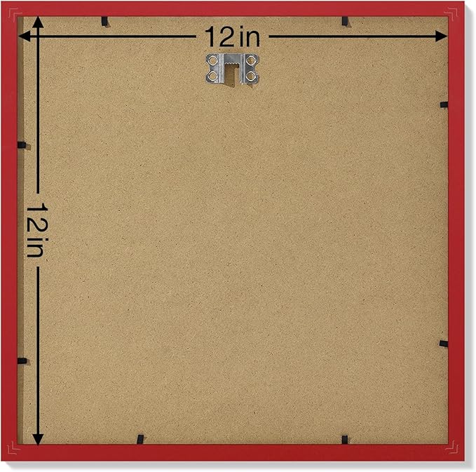 Vittanly 12x12 Picture Frames Set of 9, Shatter Resistant Plexiglass, Display 8x8 Pictures with Mat or 12x12 without Mat, Photo Frames for Wall Mount, Engineered Wood, Red