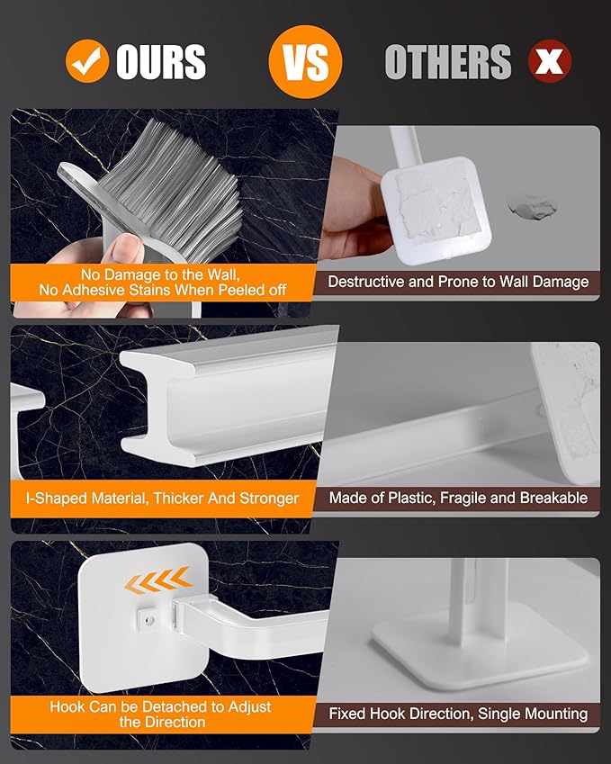 Hat Rack for Hat Storage (8-Pack), Multi-Purpose Hat Organizer, Strong Adhesive Hat Hooks for Wall Hat Organizer for Baseball Caps, Two Mounting Options Hat Hook, White