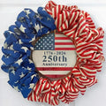 4th of July Wreath for Front Door - 20 inch Memorial Day Patriotic Decorations Outdoor, Red White and Blue 1776-2026 USA 250th Anniversary Burlap American Flag Door Wreaths