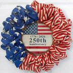 4th of July Wreath for Front Door - 20 inch Memorial Day Patriotic Decorations Outdoor, Red White and Blue 1776-2026 USA 250th Anniversary Burlap American Flag Door Wreaths