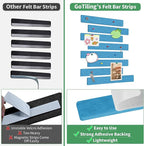 Cork Board for Walls - 8 Pack Felt Pin Board Bar Strips - Self-Adhesive Lightweight Bulletin Board - Cork Board for Office with 40 Push Pins No Damage for Wall (Navy Blue)