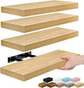 Sorbus Floating Shelves for Wall – 16 Inch Floating Shelf for Kitchen, Bedroom, Living Room, Bathroom, Home & Wall Decor - Mounted Bathroom Shelves with Invisible Brackets (Maple Wood, 4 Pack)