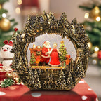 Christmas Snow Globe Lantern Water Glittering Lantern with Santa Claus 8 Music Songs & 6H Timer Christmas Snow Globes USB & Battery Operated for Christmas Festival Decorations Gifts (Bridge-Santa)