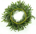 AMF0RESJ 20 inches Artificial Green Olive Wreath Greenery Wreath with Olive Leaves, Bean for Front Door Indoor Outdoor Farmhouse Home Wall Window Festival Wedding Decor, White Gift Box Included