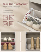 VASAGLE Shoe Cabinet with 3 Flip Drawers, Shoe Organizer, Adjustable and Removable Dividers, Holds 12-20 Pairs, Entryway, 9.4 x 23.6 x 47.7 Inches, Oatmeal Beige ULBC036LN02S