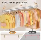 Heavy Duty Clothes Rack Load 630 lbs, Metal Rolling Clothing Rack With Sturdy Wheel And Shelves, Adjustable Portable Hanging Garment Rack For Clothes,Chrome Stainless Steel