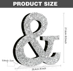 Qunclay 8'' Silver Crystal Diamond Bling Letters Crushed Diamond Decoration Wooden Glitter Letter with Screw and Hooks Rhinestone Gift for Wedding Y2k Mcbling Bedroom Wall Decor (Symbol)