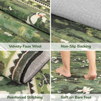 Lessymo Dark Green 5x7 Floral Rugs for Living Room, Soft Washable Area Rug Non-Slip for Dining Room, Impressionist-Style Vintage Carpet, Cottagecore Bedroom Nursery Office Decor