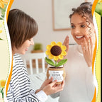 Wavwavw Sister Gifts Handmade Crochet Doll with Card Crochet Present for Sisters Sis Big Little Sister Birthday Wedding Home Decor(Sunflowers)