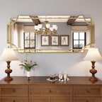 Kelly Miller Large Gold Wall Mirror, 26"x52" Gold Decorative Mirror Wall Vanity Mirror Bevelled Full Length Mirror for Bathroom Living Room Bedroom Farmhouse Fireplace Entryway