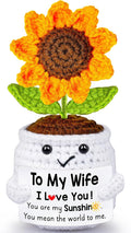Gifts for Wife Her from Husband, To My Wife Handmade Crochet Mini Sunflower Doll, Valentines Anniversary Wedding Birthday Romantic Gifts for Women Her, Mothers Day I Love You Cute Sweet Gift for Wifey