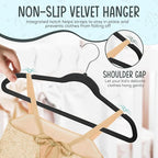 50 Premium Kids Velvet Hangers - 14" Non-Slip Clothes Hangers for Kids & Preteens - Ultra Slim, Space-Saving, Strong & Durable Hangers with 360° Swivel Hook - Black