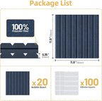 Large Cork Board for Wall 48" x 60" Blue Bulletin Board with Safe Removable Adhesive Squares for Pictures Photos, Alternative CorkBoard Felt Pin Boards Tiles for Office Classroom Wall Decor - 20 Pack