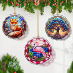 Flamingo Stained Glass Ornament - Christmas Tree Decoration, Flamingo Ornaments for Christmas