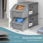 AOODA 2 PCS Stackable Hat Storage for Baseball Caps, Holds up to 24 Caps Cap Organizer for Closet, Sturdy Hat Boxes for Men with Cardboard, Slate Grey