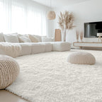 OLANLY 8x8 Machine Washable Large Area Rugs for Living Room, Bedroom, Soft Fluffy Shaggy Bedside Rug, Indoor Floor Carpet for Kids Girls and Boys, Dorms, Nursery, Home Decor Aesthetic, Ivory