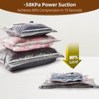 12 Pack Travel Vacuum Bags for Clothing,Compression Seal Packing Cubes for Suitcase Backpack,Vacuum Seal Bags for Clothing,Carry-on Size Space Saver Storage Bags 80% for Travel & Home（No pump）