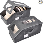 2 Pack Hat Storage for Baseball Caps, Hat Box with Clear View Window, Hat Organizer for Baseball Caps Holds 30 Caps with Cardboard for Men & Women, Ball Cap Organizer for Closet & Shelf (Dark Gray)