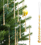 12pcs Crystal Icicle Christmas Tree Ornaments, Glass Beads Hanging Chandelier Pendants for Christmas Party Wedding Winter Decorations (Gold)