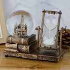 LED MusicCrystal Snow Globe， Sand Timer ，Hourglass,Home Decor,Table Decor for Living Room ，Office Desk Decorations[Brass Tower ]