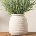 Ceramic Flower Vase, 7.48 Inch White Rustic Farmhouse Decorative Vase Pottery Wide-Mouth Vases for Home Decor Table Living Room Entryway Mantel Bookshelf Bedroom Bathroom Kitchen