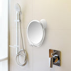 HONEYBULL Fogless Shower Mirror with Suction Mount & Swivel – Anti-Fog Acrylic Bathroom Mirror for Shaving – Built-in Razor Holder, Easy Install, Home Shower Accessory (White)