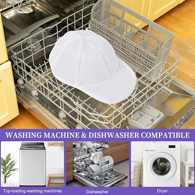 2 Pack Hat Washer for Washing Machine, Cap Washing Protector Holder Fit for Adult and Kid's Ball Caps
